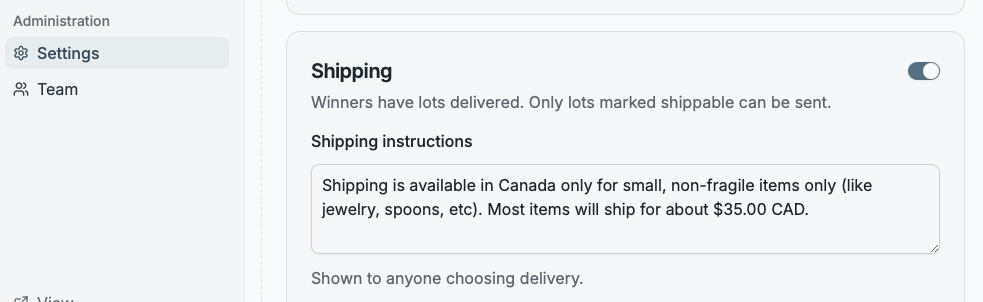 Enable Shipping
